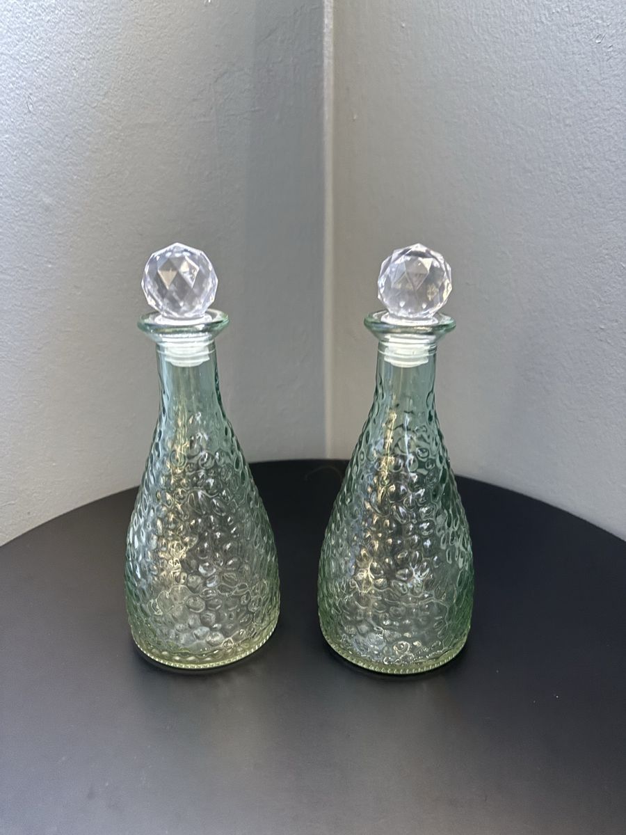 Vintage Green Glass Decanter Set
