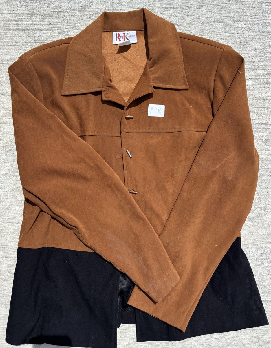 Vintage Two-Tone Suede Jacket - Size 10