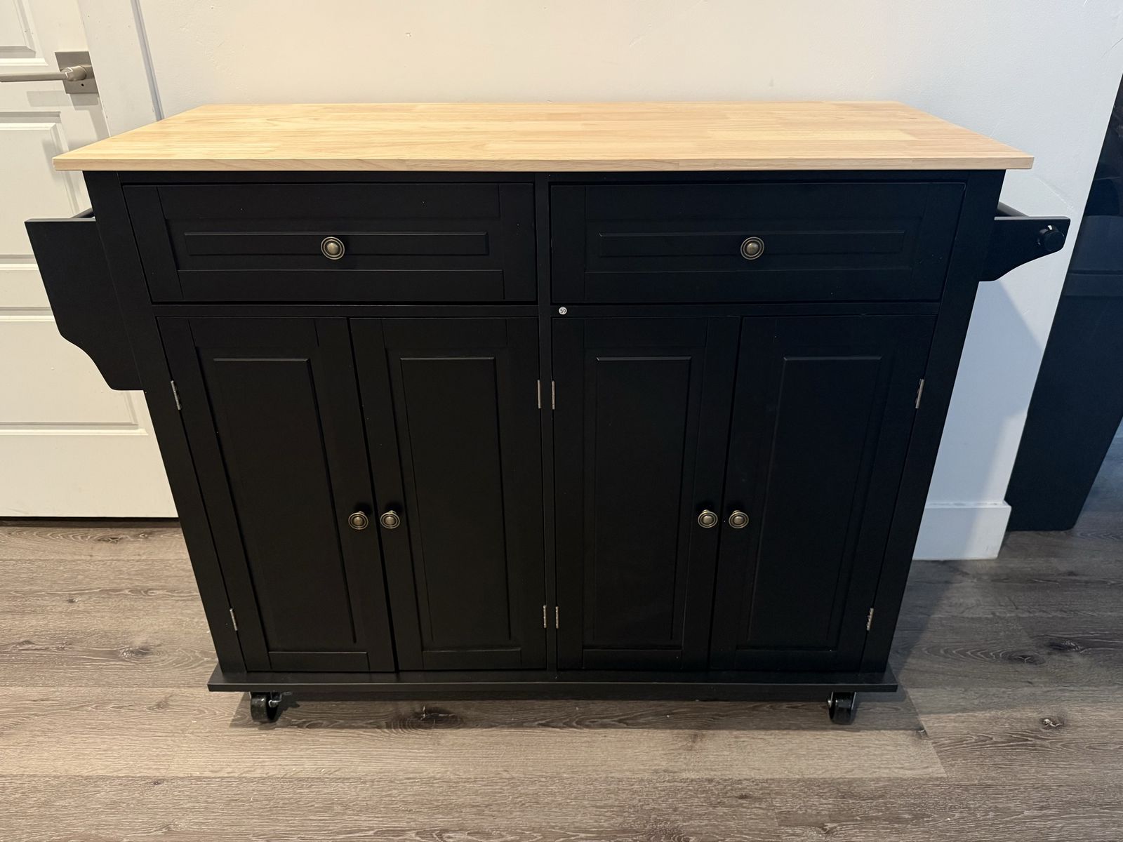 Brand New Black Kitchen Island with Drop Leaf