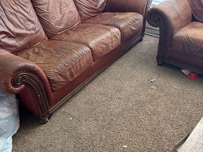 Free leather couch chair and coffee table