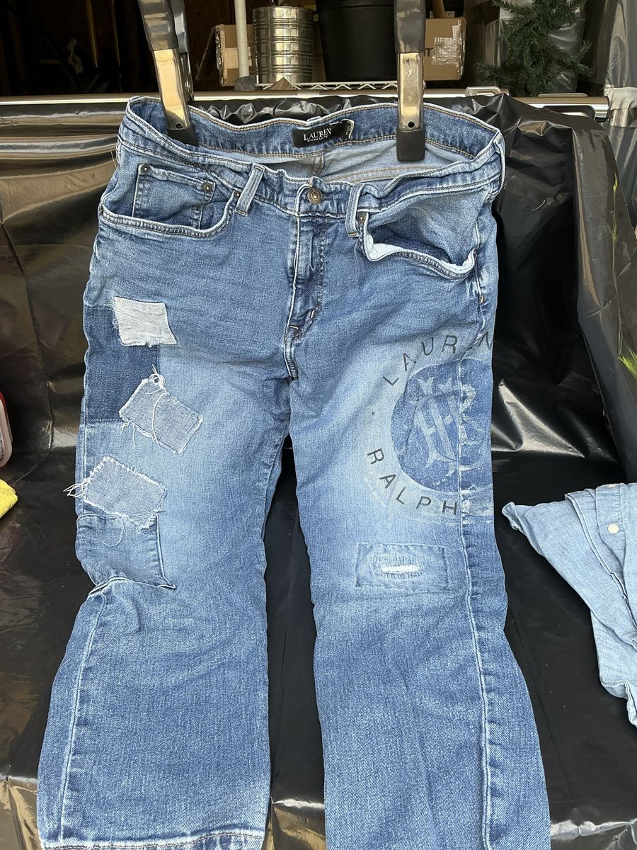 Lauren Ralph Lauren Relaxed Tapered Patchwork Logo Jeans Size 10