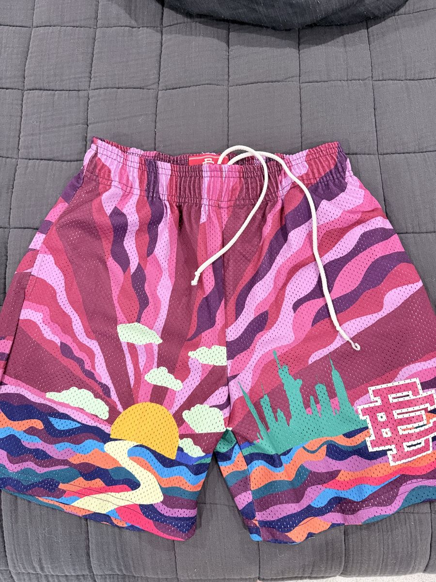 Eric Emanuel EE Basic Shorts Sunrise New York City Pink Purple Size Medium