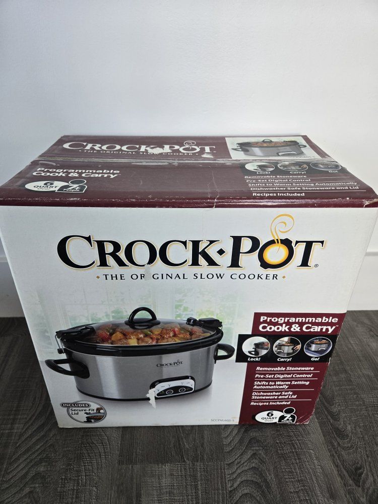Crock-Pot 6-Quart Programmable Cook & Carry Slow Cooker in Stainless Steel