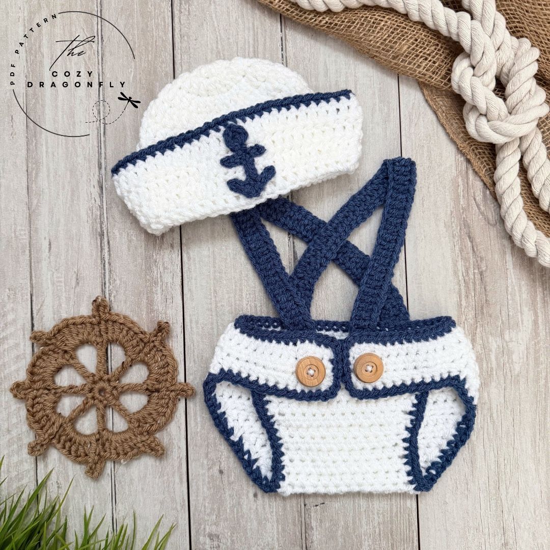 Crochet Baby Sailor Photo Prop