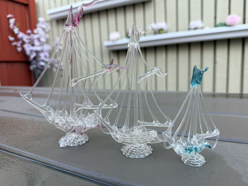 Handblow Ships Sculptures