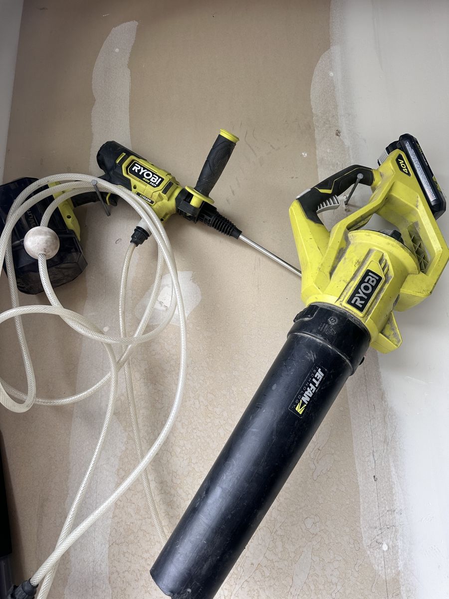 Ryobi leaf blower and pressure washer with Batteries but no Charger.