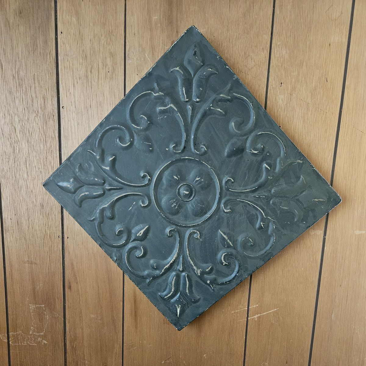 Black metal vintage ceiling tile.