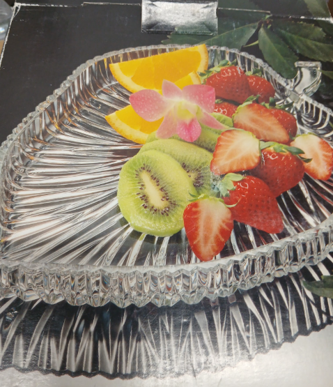 Home Beautiful Clear Glass Leaf-Shaped Serving Dish Platter - Decorative Tableware-Fragiles