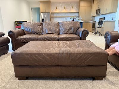 Leather Couch, Chair and Ottomon