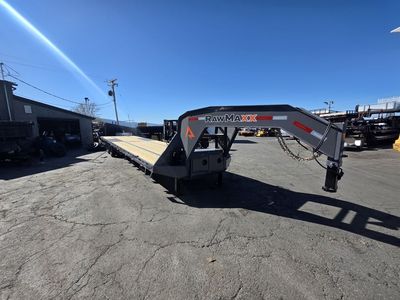 2026 RawMaxx 36' FDXD Gooseneck 24K with Hydraulic Jacks Flatbed Equipment Trailer