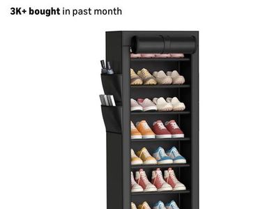 Kitsure 10-Tier Shoe Rack w/ Cover