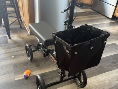Steerable Knee Scooter Walker with Front Storage Basket - Black