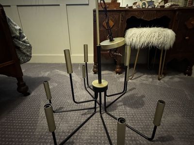 Brass and Black Chandelier $25