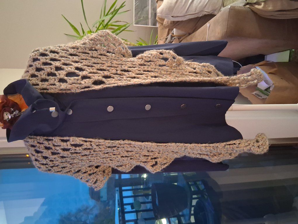 Hand crochet triangle scarf  65 inches