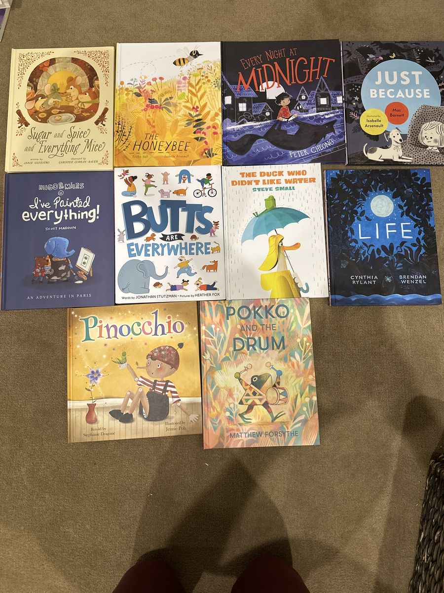 BRAND NEW HARD COVER Children's Picture Books Lot: 10 Beloved Titles Including Pinocchio, Life, and Butts Are Everywhere!