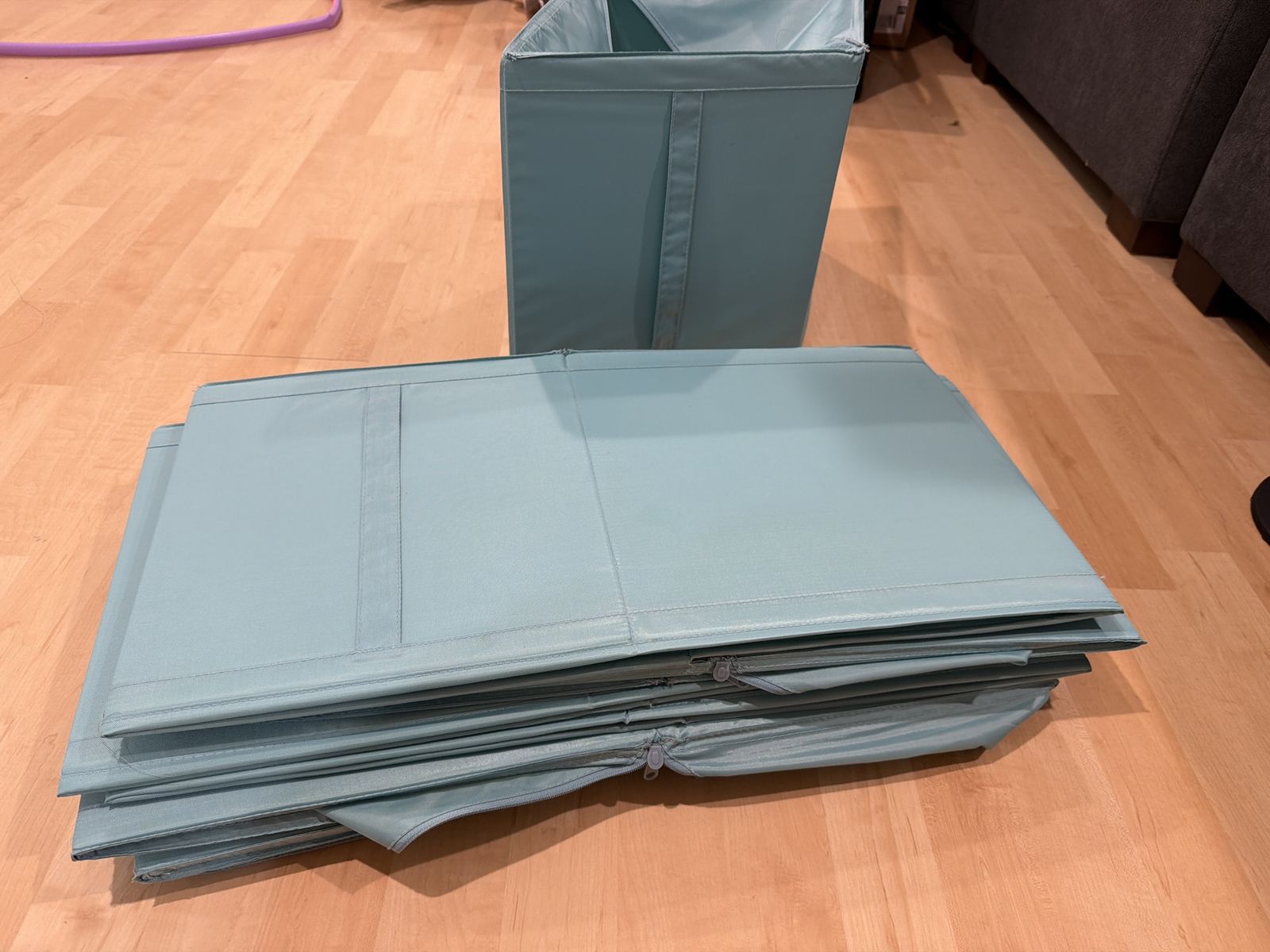 Set of 8 Aqua Blue Collapsible Storage Bins with Zippers-IKEA