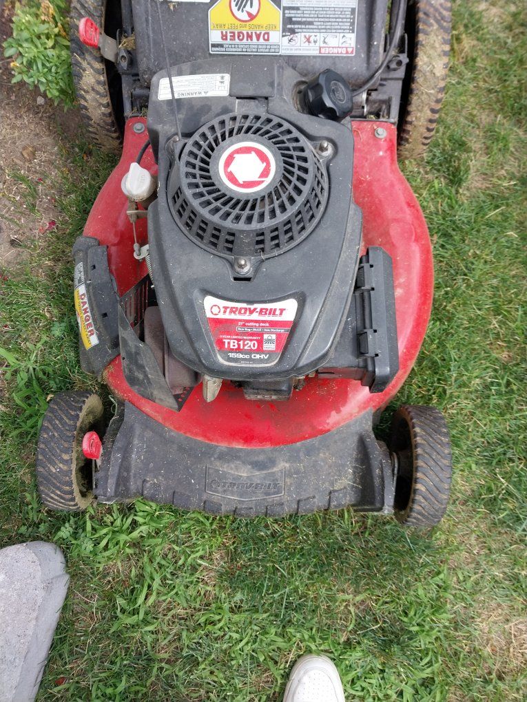 Troy-Bilt TB120 159cc OHV Gas Push Lawn Mower with Bagger, Red