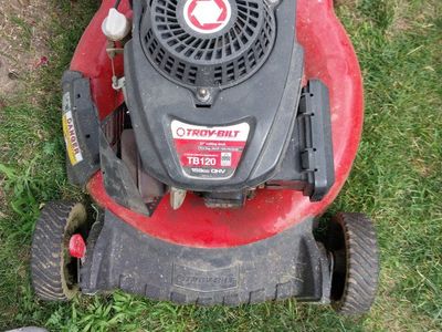 Troy-Bilt TB120 159cc OHV Gas Push Lawn Mower with Bagger, Red