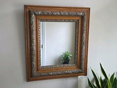 Ornate Wood Framed Wall Mirror - Decorative Accent for Home Decor