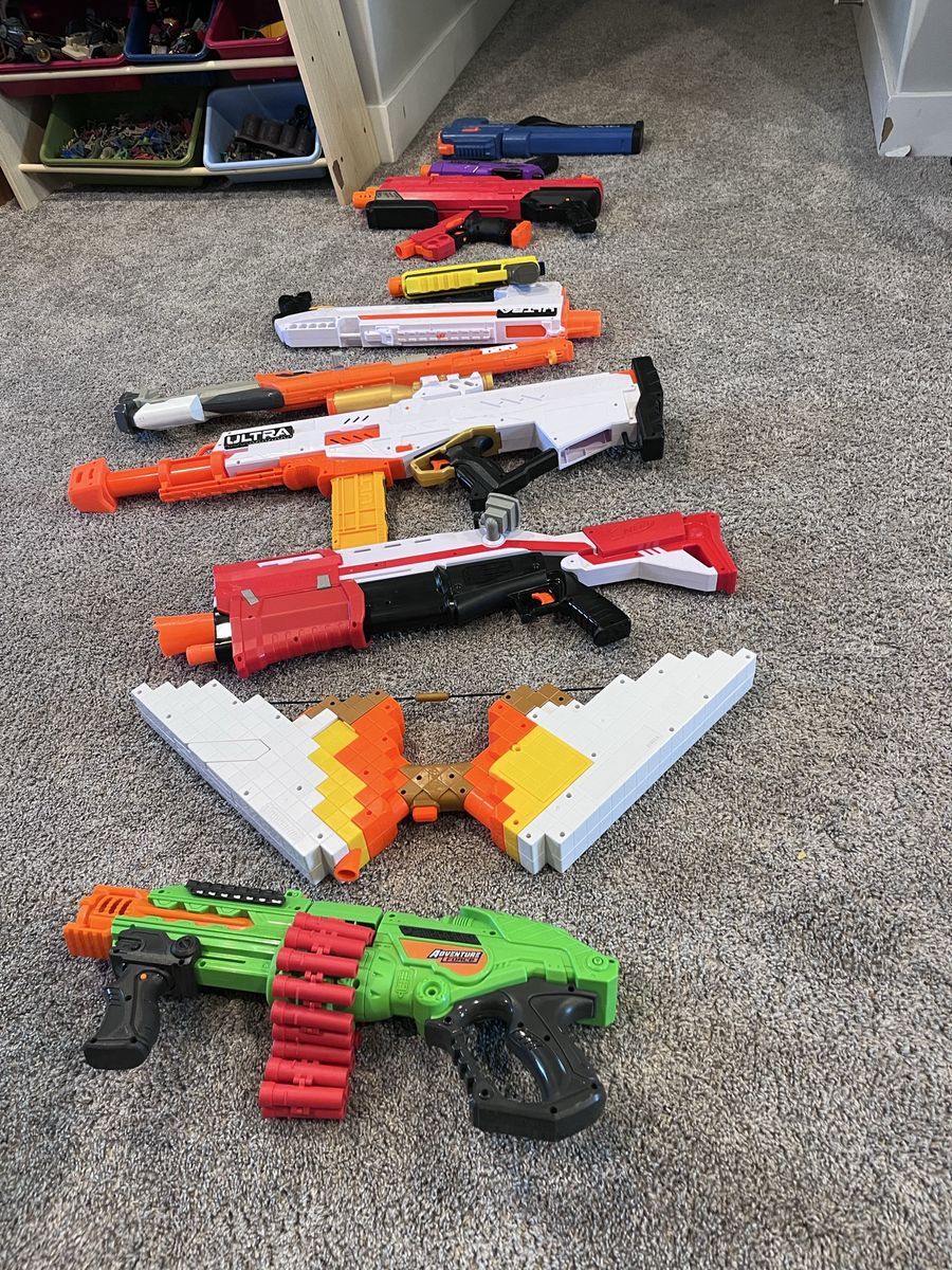 Assorted Toy Blaster Lot - Nerf Ultra, Minecraft Bow, Adventure Force & More