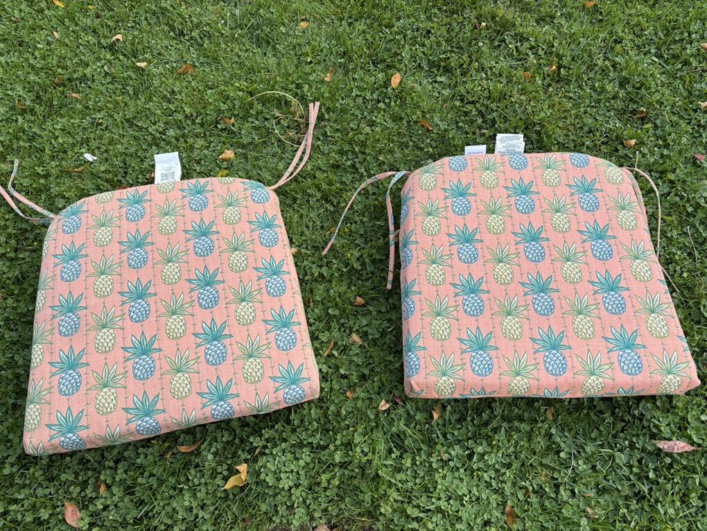 2 Pineapple Outdoor Patio Seat Cushions