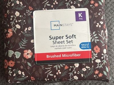 Mainstays King Size Super Soft Brushed Microfiber Sheet Set Floral