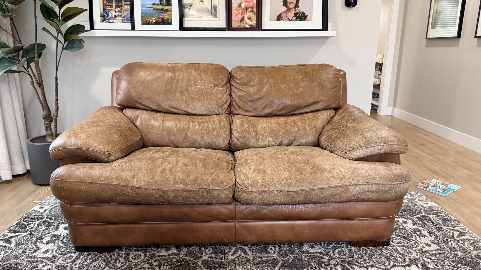 Brown Leather Sofa and Loveseat Set