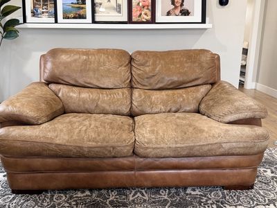 Brown Leather Sofa and Loveseat Set