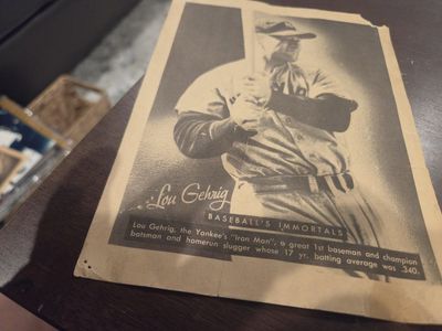 Vintage Lou Gehrig "Baseball's Immortals" Print - Yankees' "Iron Man" Memorabilia