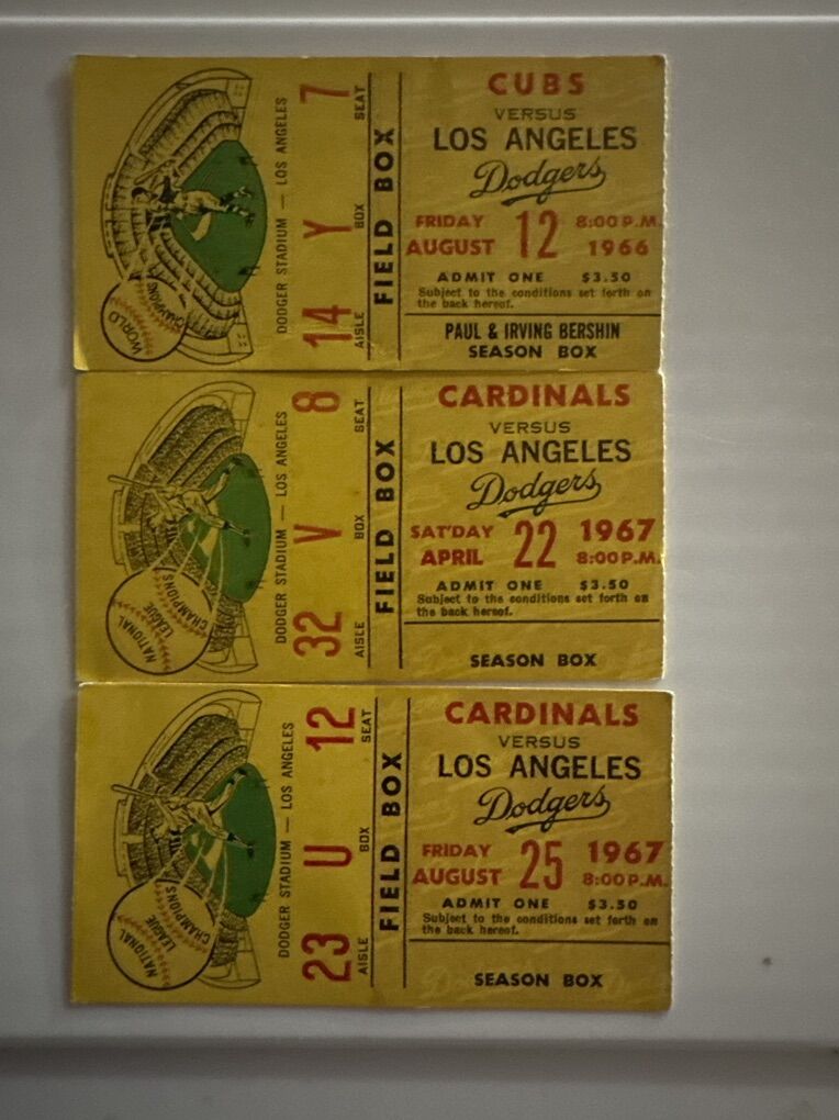 Los Angeles Dodgers 1966 1967 Tickets