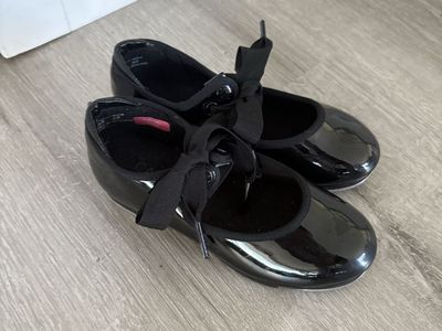 Capezio Black Patent Tap Shoes Size 10 M with Tele Tone Taps