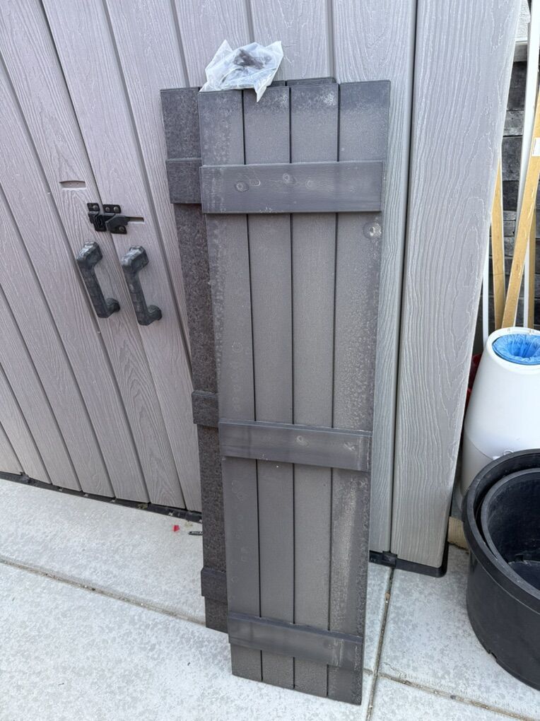 Dark Brown Exterior Fixed Shutters With Hardware