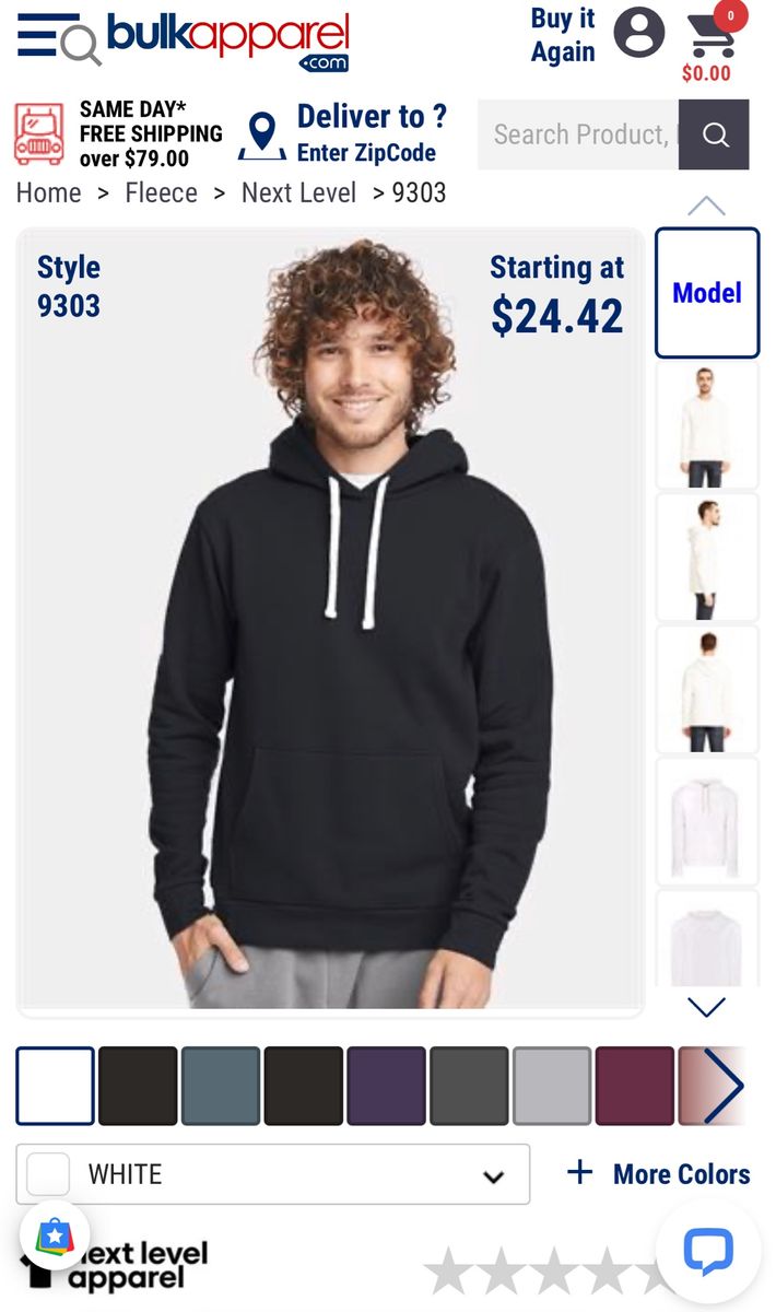 Lot of 75 Next Level Apparel Black Hoodie Sweatshirt