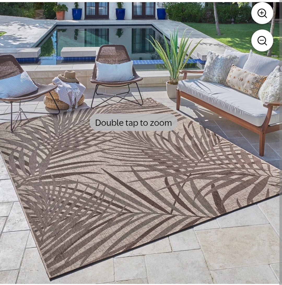 NEW Paseo Paume Sand/Havana 6 x 9 ft Indoor/Outoor Area Rug