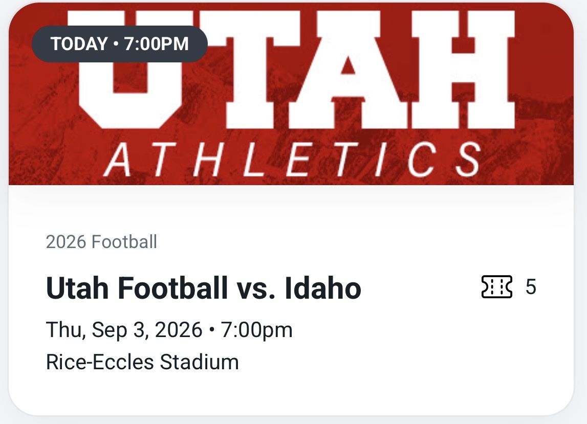 5 Utah Football vs. Idaho Tickets - Sep 3, 2026 Rice-Eccles Stadium