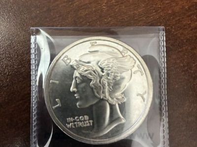 1 oz .999 Fine Silver Round Mercury Dime Design in Protective Sleeve