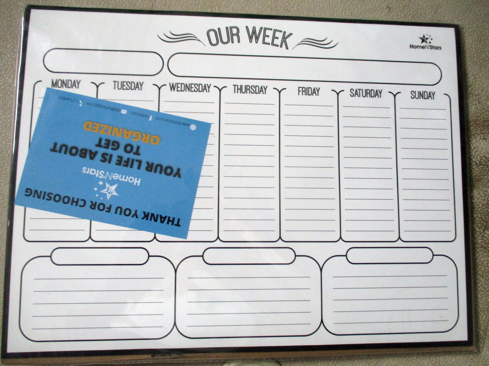 New Home n'Stars Magnetic Weekly White Board Dry Erase 16" x 12", w/warranty