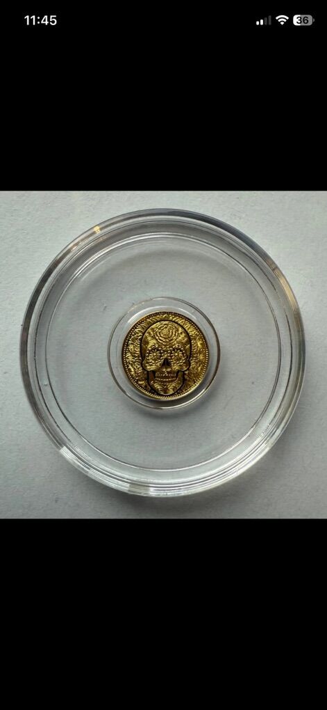 1/200 oz .9999 Fine Gold Round Skull