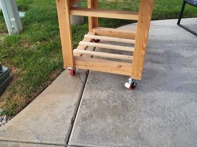solid Wood WorkBench Table w/Locking Caster Wheels **