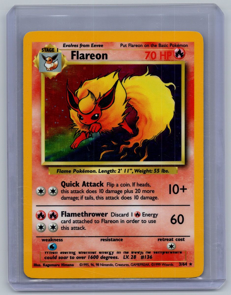 (NM) Flareon 3/64 Holo (No Symbol Error) - Pokemon Jungle