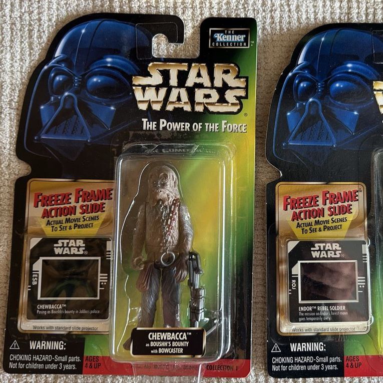 90’s Star Wars The Power of the Force Green Card “Freeze Frame” Chewbacca Action Figure Kenner 1997