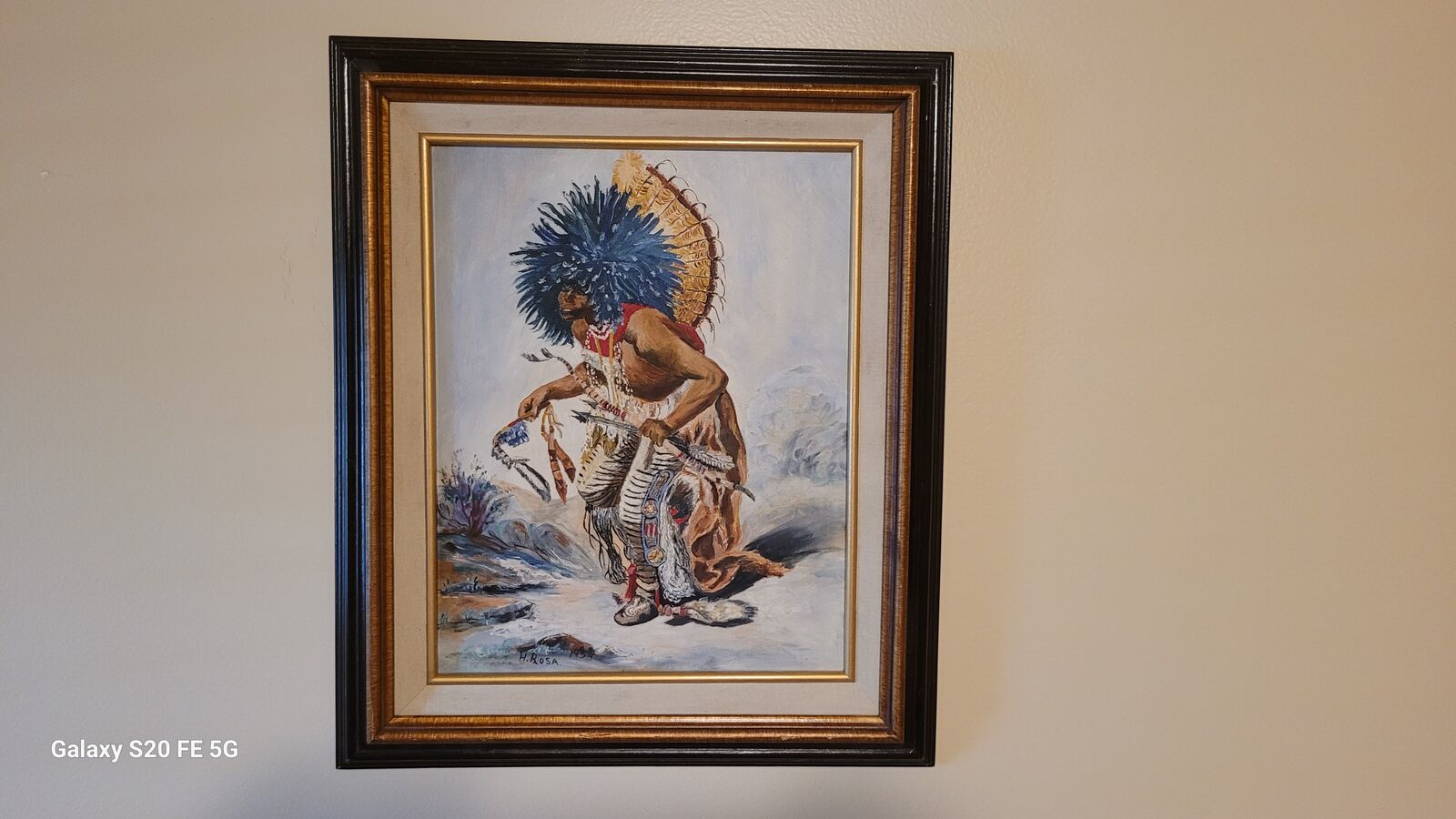Vintage 1934 American Western painting by H. Rosa