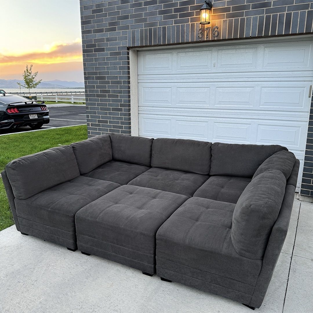 FREE DELIVERY - Dark Gray Costco Modular (6-Piece Sectional Couch)