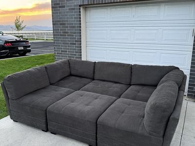 FREE DELIVERY - Dark Gray Costco Modular (6-Piece Sectional Couch)