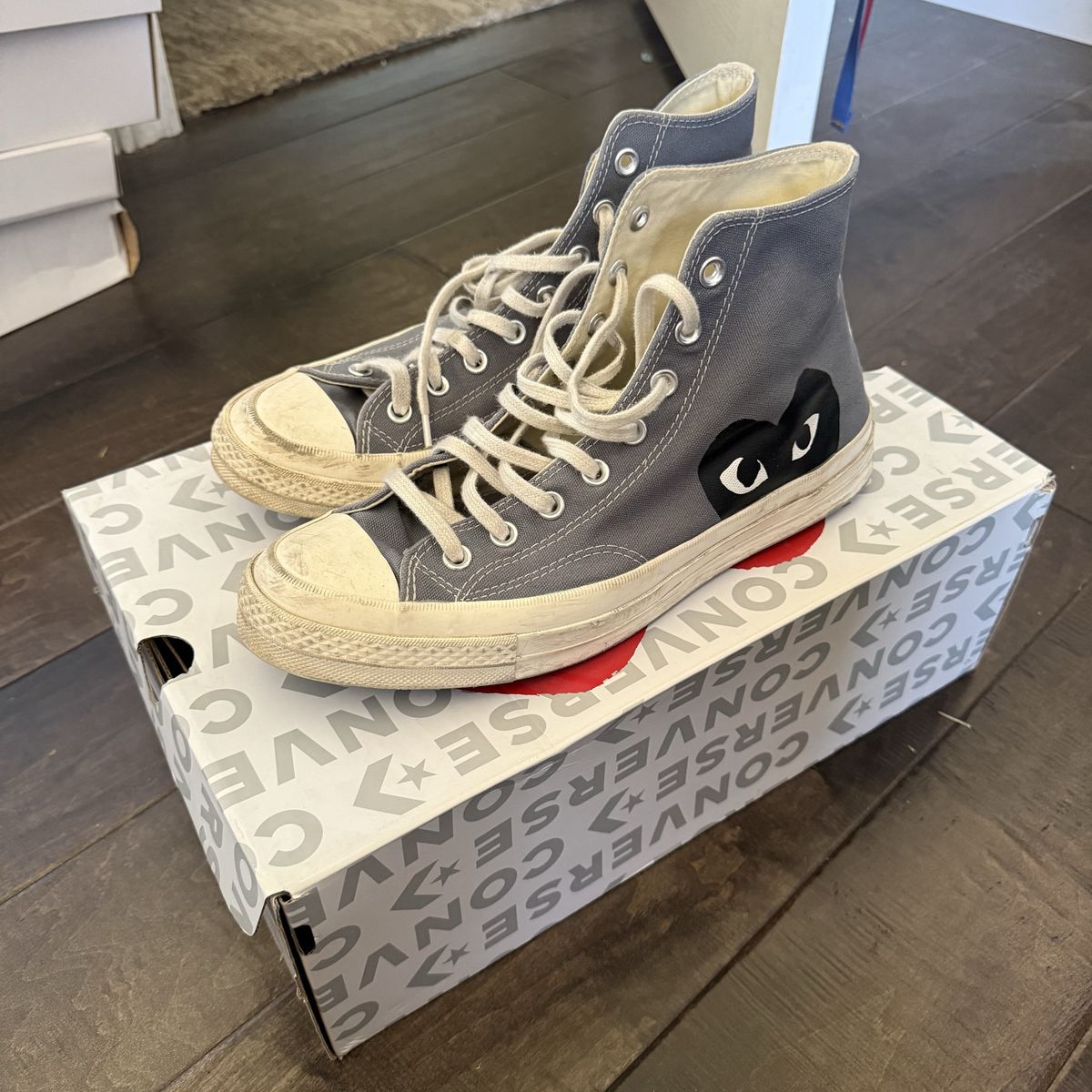 Converse x Comme des Garçons PLAY Chuck 70 Hi Top Sneakers Gray Men's 10 Barely Used