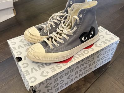 Converse x Comme des Garçons PLAY Chuck 70 Hi Top Sneakers Gray Men's 10 Barely Used
