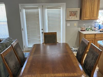 Gorgeous, large hardwood dining table.