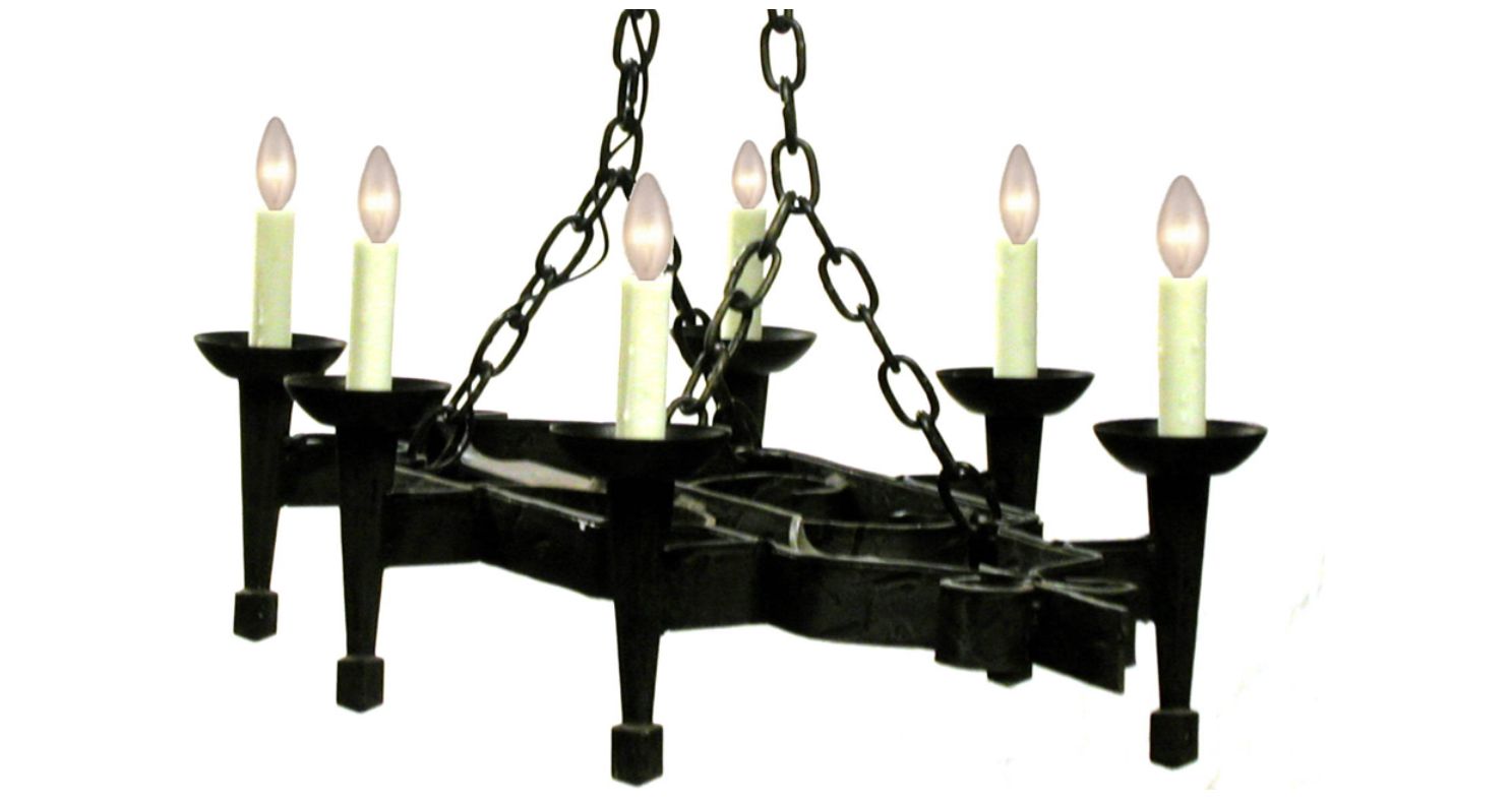 6 arm iron chandelier