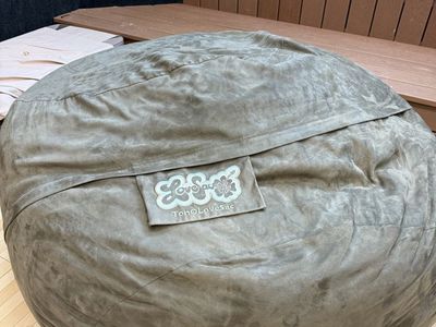 LoveSac Ton of Luv Lovesac Bean Bag Chair - Extra Large, Comfy Suede-like Fabric - Gray/Tan/Green