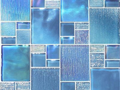 Premium Avalon Blue Mixed Glass Mosaic Tile — Mesh-Backed